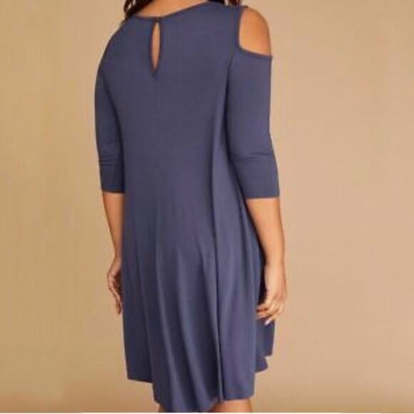 Lane Bryant Blue Crochet Neck Cold Shoulder Midi Shift Dress Sz 14/16 NWT - Picture 11 of 13